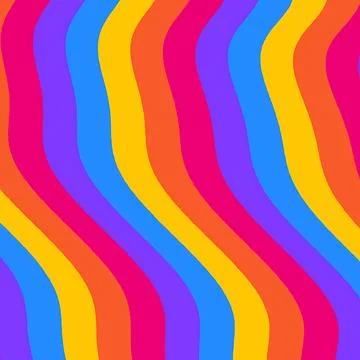 Vibrant Retro Wavy Lines Abstract Background - Colorful Psychedelic Groovy Stock Illustration