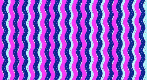Vibrant Retro Wavy Striped Pattern With Polka Dots, Seamless Colorful Backg.. 库存插图