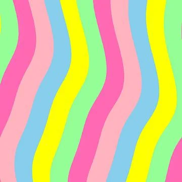 Vibrant Retro Wavy Stripes Abstract Background with Pink Yellow Blue and Green Stock Illustration