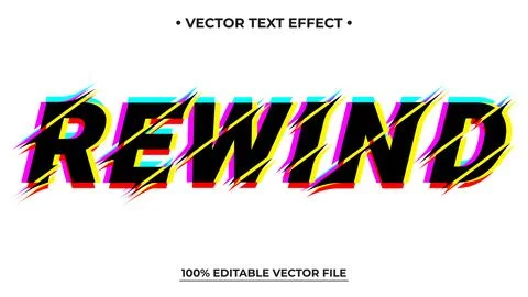 Vibrant Rewind Text Effect Design Stock Illustration