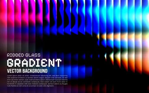 Vibrant ribbed glass gradient vector background with colorful blurred lights Illustrazione stock