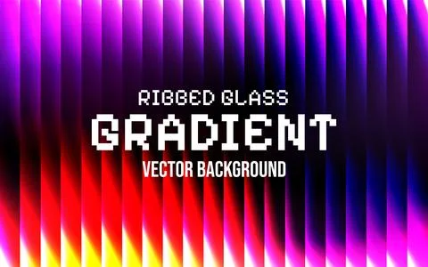 Vibrant ribbed glass gradient vector background with colorful stripes Illustrazione stock