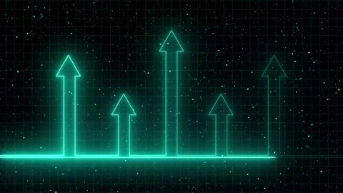 Vibrant rising arrows chart displays positive investment growth trends. Tec.. Stock Footage 337817439