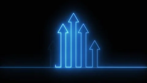 Vibrant rising arrows chart tracks upward business revenue metrics. Commerc.. Stock Footage 337817438