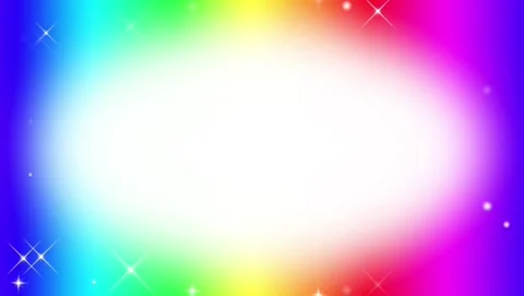 Vibrant rotating rainbow gradient border with twinkling stars Stock Footage 345102643