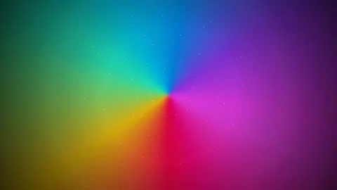 Vibrant rotating rainbow gradient wheel with subtle particles Stock Footage 335937368