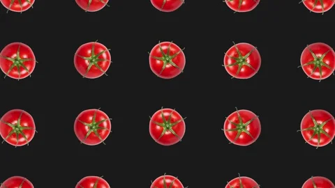 Vibrant rotating tomato pattern on black Stock Footage 278385765