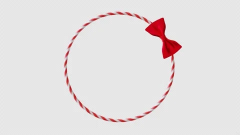 Vibrant, round 3D candy cane border adorned with playful red bow. Stock Footage 311516331