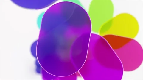 Vibrant rounded rectangle shapes rotating slowly against pristine white Stock Footage 311985230