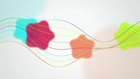 Vibrant rounded star shapes flowing wave lines seamless loop Stock Footage 348050177