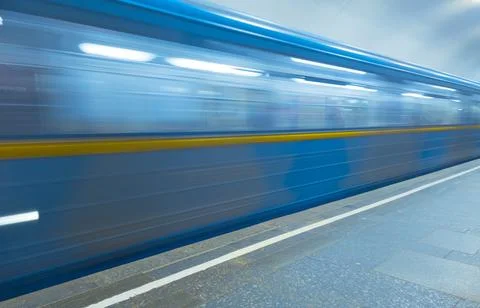 Vibrant rush of a subway train captivating the energy of urban life during .. Stock Photos