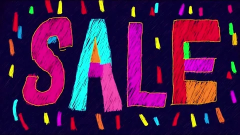 Vibrant sale animation with handdrawn text and energetic movement Stock Footage 316123723