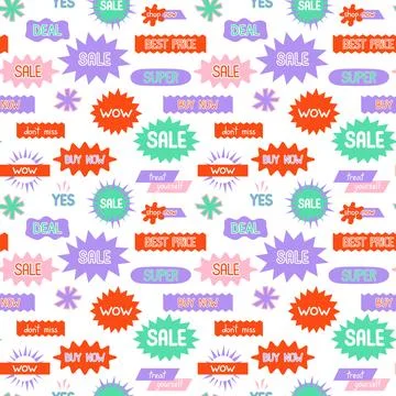 Vibrant sale seamless pattern vector illustration. Bold retail discount Stock Illustration