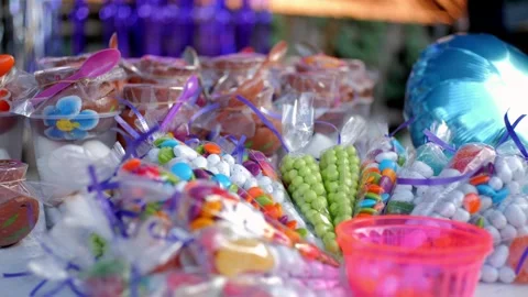 This vibrant scene features a birthday table filled with Mexican candies Vidéo 286085544