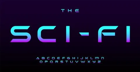 Vibrant sci-fi alphabet, simple futuristic letters. Modern font for EDM logo Stock Illustration