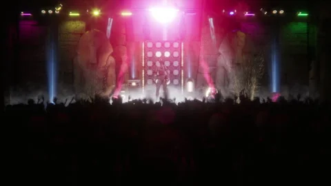 Vibrant sci-fi concert led by the queen mummy live Stock Footage 294469722