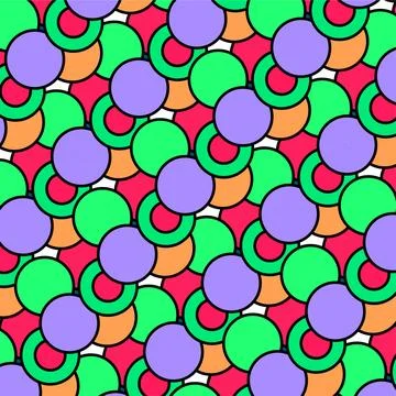 Vibrant seamless abstract pattern with overlapping colorful shapes backgrou.. Stock Illustration