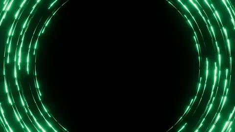Vibrant seamless loop animation of light green glowing dots moving along the Stock Footage 340918050