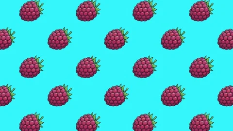 Vibrant seamless loop of cartoon raspberry patterns Stock Footage 325646195