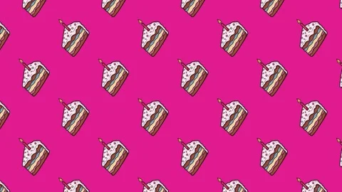 Vibrant, seamless looping animation of hand-drawn birthday cake Stock Footage 327807653