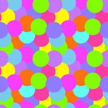 Vibrant Seamless Pattern of Bright Colorful Circles Creating Multicolored Abs Stock Illustration