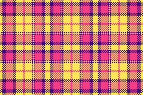 Vibrant seamless pattern. Classic tartan design with yellow, pink, and purp.. イラスト素材