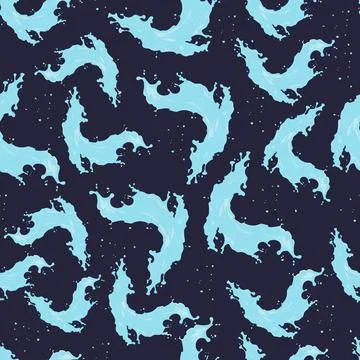 A vibrant seamless pattern with dynamic water splashes on a dark background. Stock Illustration