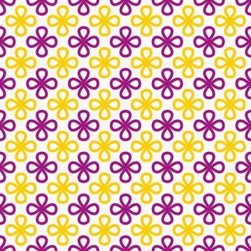 Vibrant seamless pattern of floral shapes on a clean white background. Playfu Illustrazione stock