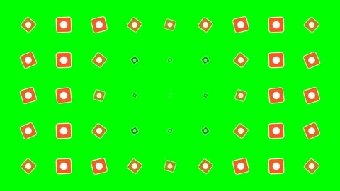 A vibrant seamless pattern of orange squares and white circles on green Stock Footage 340903376