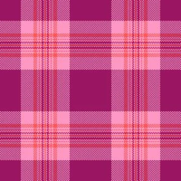 Vibrant seamless pattern. Pixelated pink  crimson tartan design with geometri Illustrazione stock