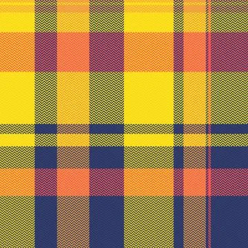 Vibrant, seamless plaid fabric pattern featuring a classic herringbone weav.. Stock Illustration