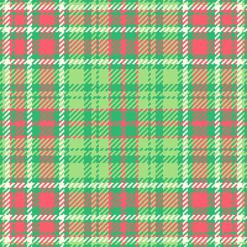 A vibrant seamless plaid pattern blending festive green and coral hues. Thi.. Stock Illustration