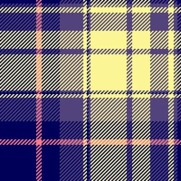 This vibrant seamless plaid pattern blends navy, purple, yellow, and pink. .. Stock Illustration