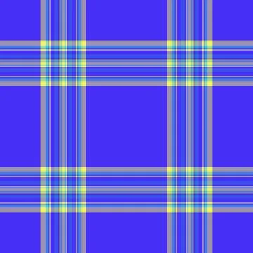 Vibrant seamless plaid pattern in blue, yellow, and grey. Ideal for backgroun Stock Illustration