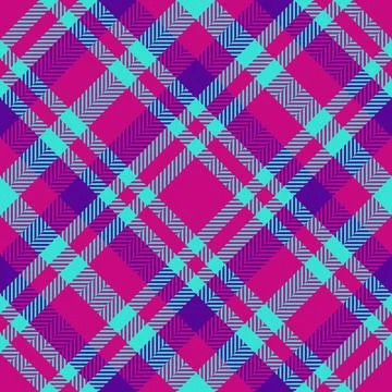 Vibrant, seamless plaid pattern with bold pink, teal, and purple hues.  Gre.. Stock Illustration