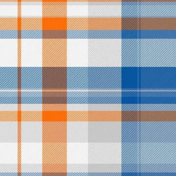 Vibrant seamless plaid pattern in bright orange and bold blue tones, evoking  Stock Illustration