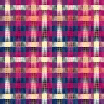 Vibrant seamless plaid pattern combining fuchsia, navy blue, cream, and peach Stock Illustration
