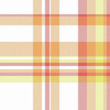 This vibrant seamless plaid pattern features warm orange, red, and yellow cro Stock Illustration