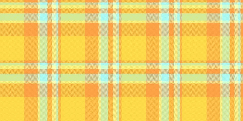 This vibrant seamless plaid pattern features warm yellow and orange tones wit Stock Illustration