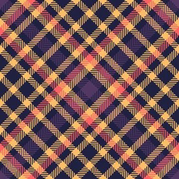 Vibrant seamless plaid pattern featuring intersecting golden yellow, coral .. Stock Illustration