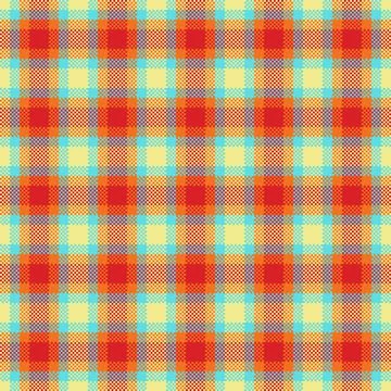 Vibrant seamless plaid pattern featuring energetic red, orange, and yellow .. 库存插图