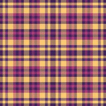 Vibrant seamless plaid pattern featuring warm yellow, rich purple, and mage.. Stock Illustration