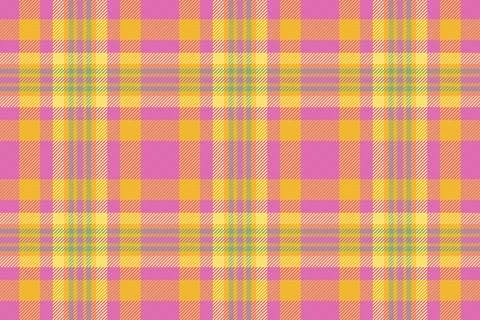 Vibrant seamless plaid pattern featuring a cheerful blend of pink and yellow  Stock Illustration