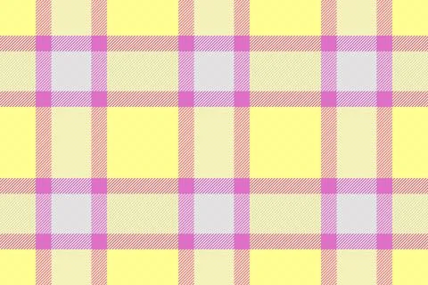 A vibrant seamless plaid pattern featuring soft pastel yellow, pink, and whit Illustrazione stock