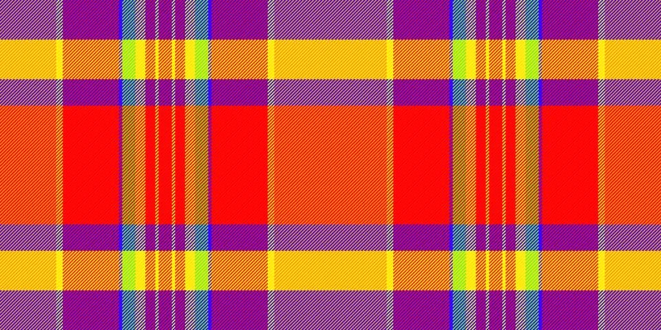 Vibrant seamless plaid pattern featuring a bold tartan design in red, purple, Stock-Illustration