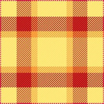 Vibrant seamless plaid pattern featuring yellow, orange, and red tartan squ.. Stock Illustration