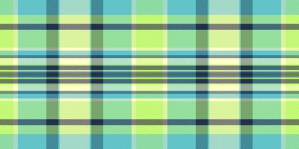A vibrant, seamless plaid pattern featuring fresh shades of lime green, turqu Stock Illustration