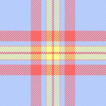 A vibrant seamless plaid pattern featuring soft blue, sunny yellow, and warm  Stock Illustration
