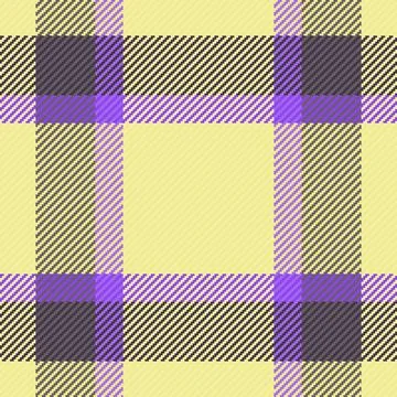 A vibrant seamless plaid pattern featuring yellow, purple, and dark grey tone Stock Illustration