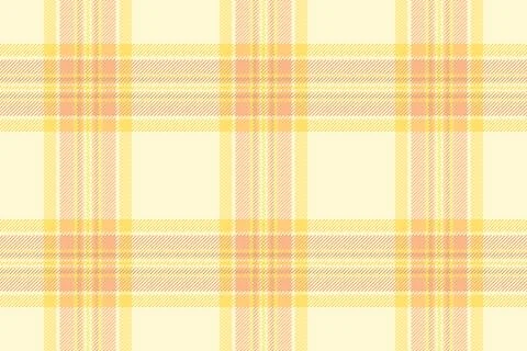 A vibrant, seamless plaid pattern featuring soft pastel yellow and peach tone Stock Illustration
